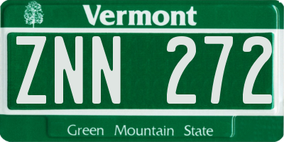 VT license plate ZNN272