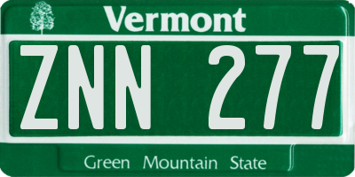VT license plate ZNN277