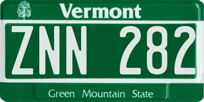 VT license plate ZNN282