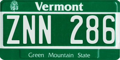 VT license plate ZNN286