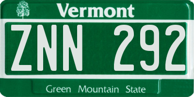 VT license plate ZNN292
