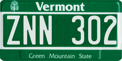 VT license plate ZNN302