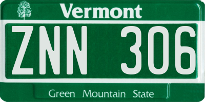 VT license plate ZNN306