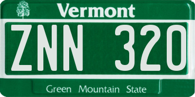 VT license plate ZNN320