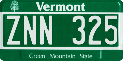 VT license plate ZNN325