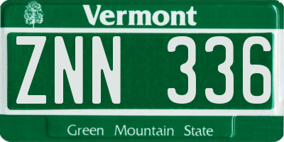 VT license plate ZNN336
