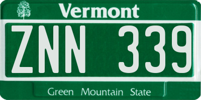 VT license plate ZNN339