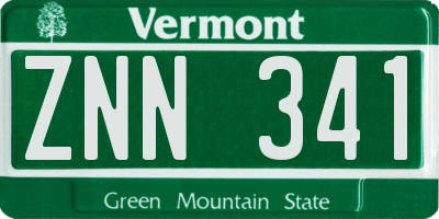 VT license plate ZNN341