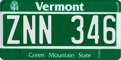 VT license plate ZNN346