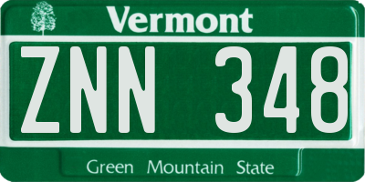 VT license plate ZNN348
