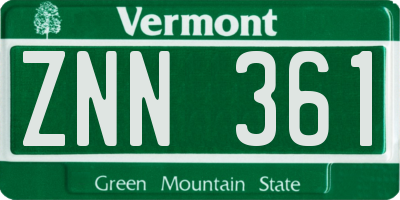 VT license plate ZNN361