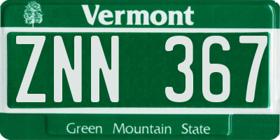 VT license plate ZNN367