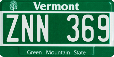 VT license plate ZNN369
