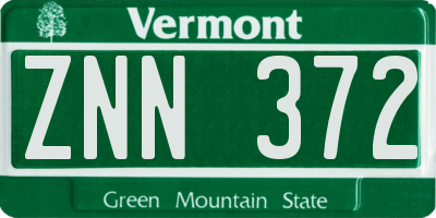VT license plate ZNN372