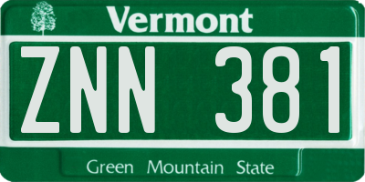VT license plate ZNN381