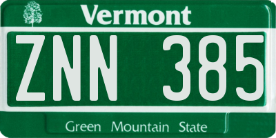 VT license plate ZNN385