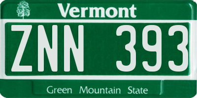 VT license plate ZNN393