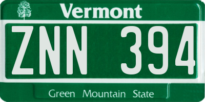 VT license plate ZNN394
