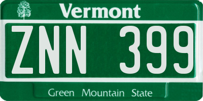 VT license plate ZNN399
