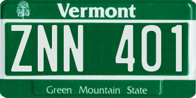 VT license plate ZNN401