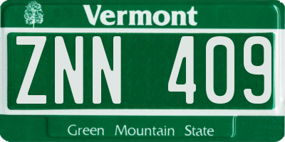 VT license plate ZNN409
