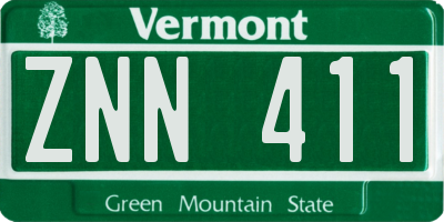 VT license plate ZNN411