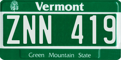 VT license plate ZNN419