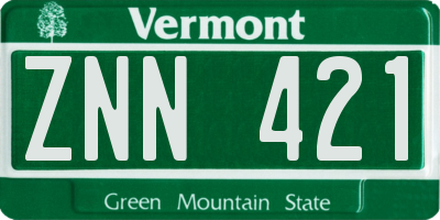 VT license plate ZNN421