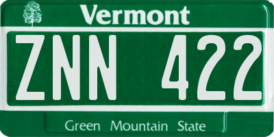 VT license plate ZNN422