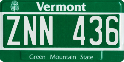 VT license plate ZNN436