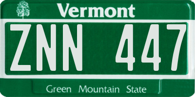 VT license plate ZNN447