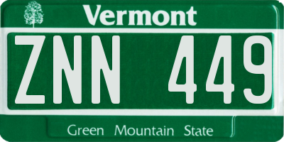 VT license plate ZNN449