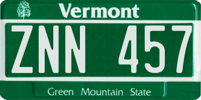 VT license plate ZNN457