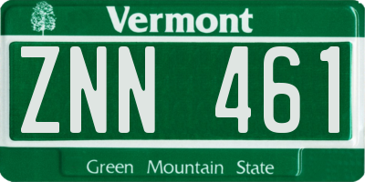 VT license plate ZNN461