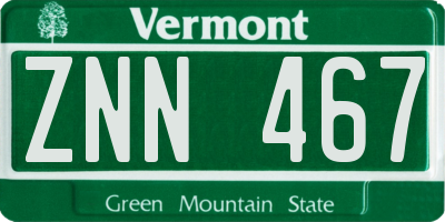 VT license plate ZNN467