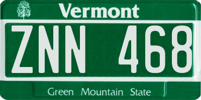 VT license plate ZNN468