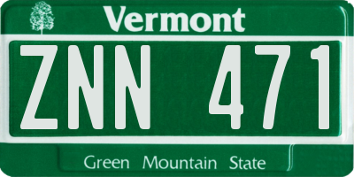 VT license plate ZNN471