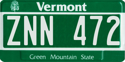 VT license plate ZNN472