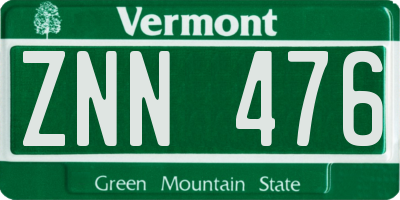 VT license plate ZNN476