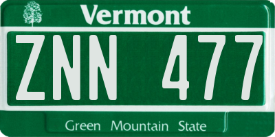 VT license plate ZNN477