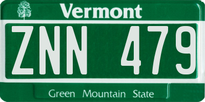 VT license plate ZNN479
