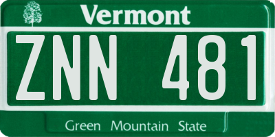 VT license plate ZNN481