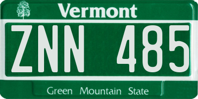 VT license plate ZNN485