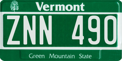 VT license plate ZNN490
