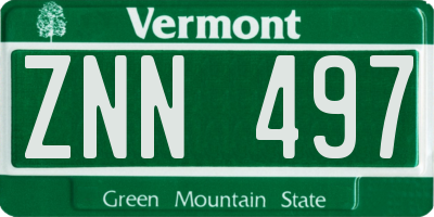 VT license plate ZNN497
