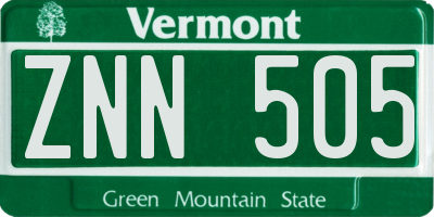 VT license plate ZNN505