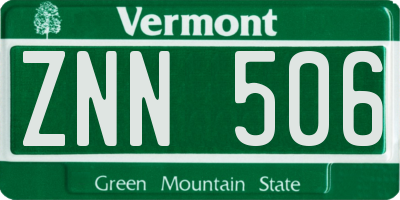 VT license plate ZNN506