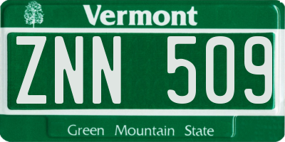 VT license plate ZNN509