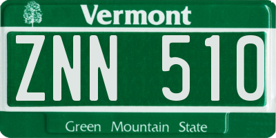 VT license plate ZNN510