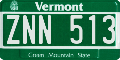VT license plate ZNN513